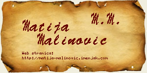 Matija Malinović vizit kartica